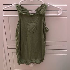 Angel dear 0-3 sleeveless shortie romper green